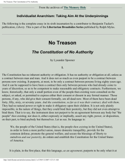 No Treason: The Constitution of No Authority