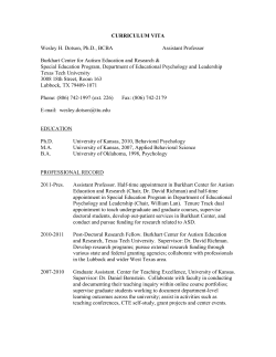 CURRICULUM VITA Wesley H. Dotson, Ph.D., BCBA Assistant