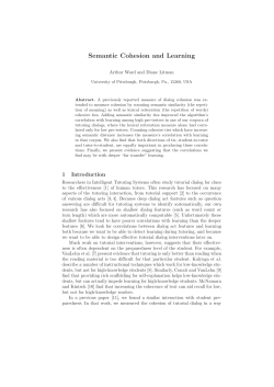 Semantic Cohesion and Learning