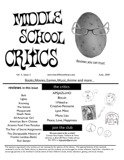 Middle School Critics - Briarcliff Manor Public Library