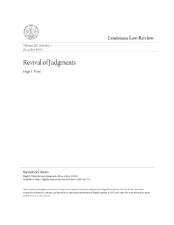 Revival of Judgments - DigitalCommons @ LSU Law Center