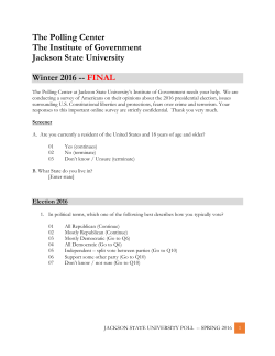 JSU Winter 2016 Poll survey