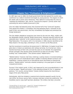 “Throwing Off Asia I” by John W. Dower — Chapter Two, “Civilization