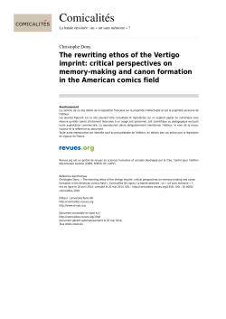 The rewriting ethos of the Vertigo imprint: critical perspectives