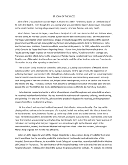 ST. JOHN OF THE CROSS John of the Cross was born Juan de