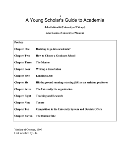 A Young Scholar`s Guide to Academia