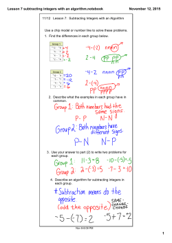 Lesson 7 subtracting integers with an algorithm.notebook