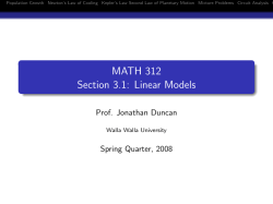 MATH 312 Section 3.1: Linear Models