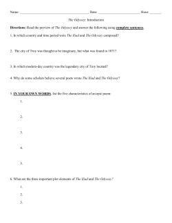 The Odyssey &ndash; Books 10 &ndash; 12 Test