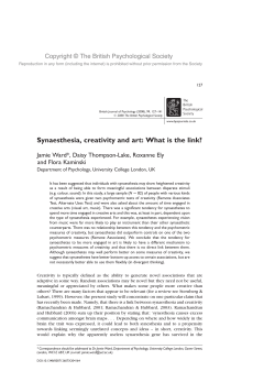 Synaesthesia, creativity and art: What is the link?