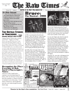 In this Issue - Theatre in the Raw