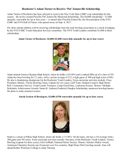 Rochester`s Adam Turner to Receive `Pat` Zonneville Scholarship