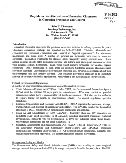 Molybdates: An Alternative to Hexavalent Chromates in Corrosion