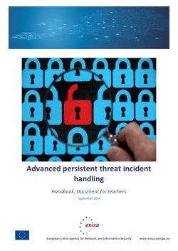 Advanced persistent threat incident handling - Enisa