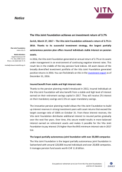 The Vita Joint Foundation achieves an investment return of 3.7%
