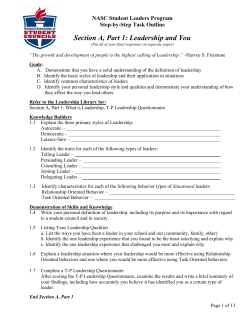 2008 NASC Certified Student Leader Work Guide