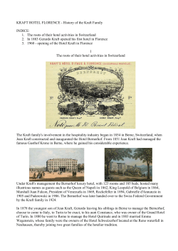 KRAFT HOTEL FLORENCE - History of the Kraft Family INDICE: 1
