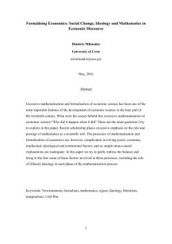 Formalising Economics: Social Change, Ideology and Mathematics