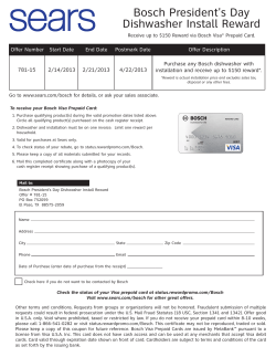 Bosch President`s Day Dishwasher Install Reward