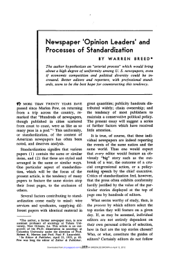 Newspaper `Opinion Leaders` and Processes of Standardization