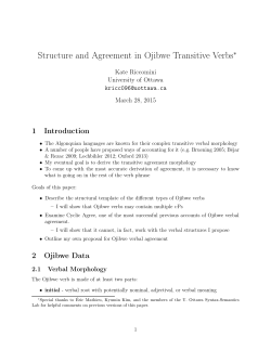 Structure and Agreement in Ojibwe Transitive Verbs∗