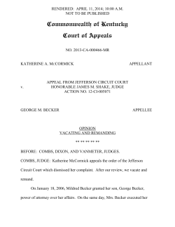 Commonwealth of Kentucky Court of Appeals