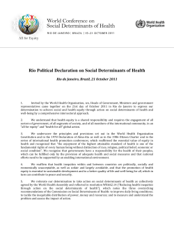 Rio Political Declaration on Social Determinants of Health
