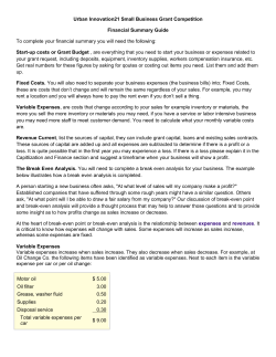 Urban Innovation21 Small Business Grant Competition Financial