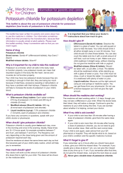 Potassium chloride for potassium depletion