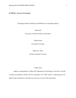 Evaluating gender similarities and differences using metasynthesis