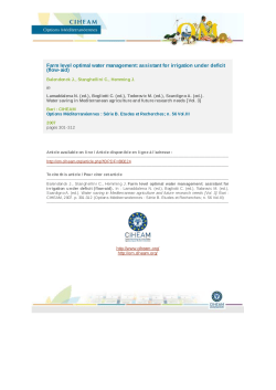 FARM LEVEL OPTIMAL WATER MANAGEMENT: ASSISTANT FOR