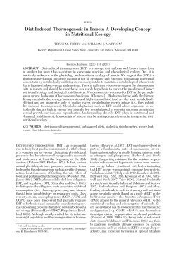 Diet-Induced Thermogenesis in Insects: A Developing Concept in