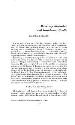 Monetary Restraint and Installment Credit