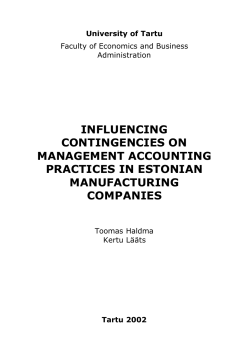 influencing contingencies on management accounting practices in