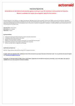 Internship Opportunity ActionAid is an international anti