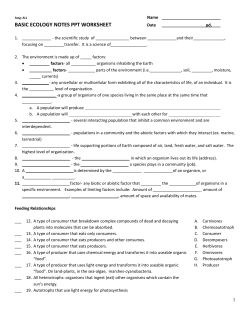 Basic Ecology Notes WS