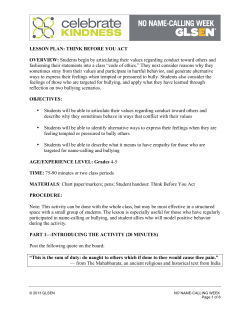 Elementary Lesson-Think Before You Act