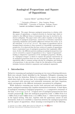 CCIS 443 - Analogical Proportions and Square of Oppositions