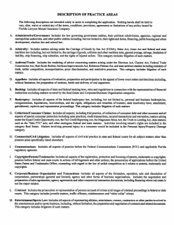 Description of Practice Areas for Informational Purposes