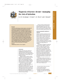 Magnesia refractory dryout-managing the risk of hydration