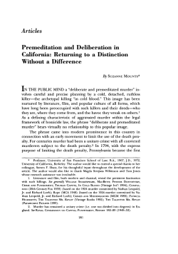 Premeditation and Deliberation in California: Returning to a