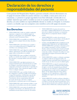 Declaraci&oacute;n de los derechos y responsabilidades del paciente