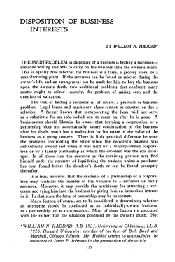 DISPOSITION OF BUSINESS INTERESTS