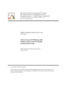 Maternal Age and Offspring Adult Health: Evidence from the Health