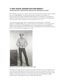 SPECIAL WEEKEND WITH DON MURRAY Press Release