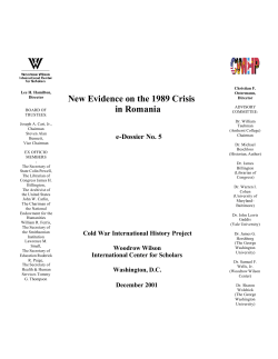 New Evidence on the 1989 Crisis in Romania