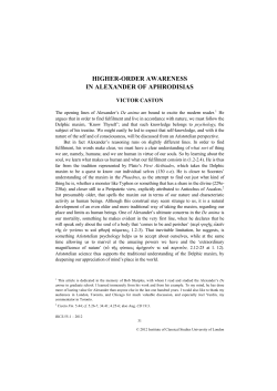 Higher-Order Awareness in Alexander of Aphrodisias.