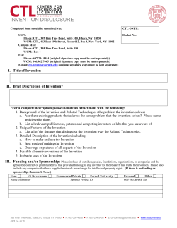 Invention Disclosure Form - CTL Cornell