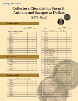 Collector`s Checklist for Susan B. Anthony and Sacagawea Dollars