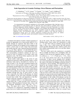Scale Separation in Granular Packings: Stress Plateaus and